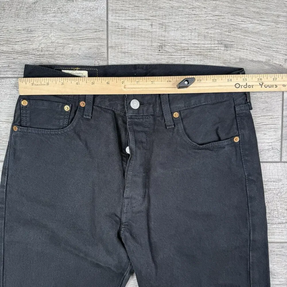 Levi's 501 Straight Jeans Button Fly Red Tab Big E Premium Black W30 L30